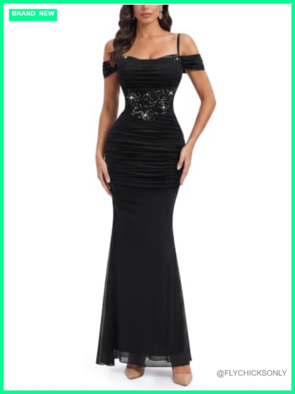 Off Shoulder Mesh Lace Formal Maxi Dress Sleeveless Sheath Prom Gown